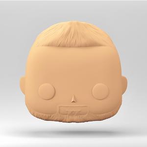 A male head in a Funko POP style. Short hair and beard. MH_2-19
