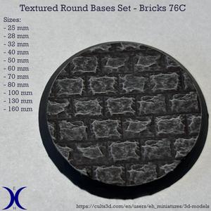 Round Bases Set – Bricks 76C Texture (25–160mm) | Perfect for Tabletop Wargames & RPG's
