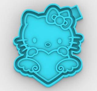 Hello Kitty, heart with wings - freshie mold - STL for silicone mold
