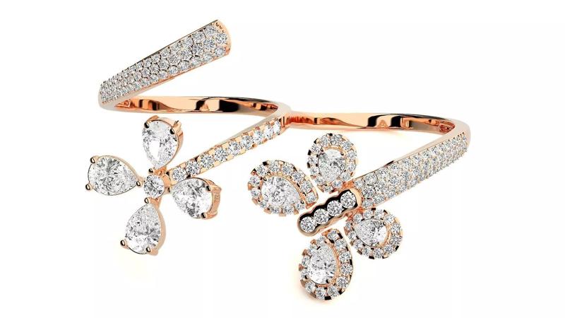 Flowery Diamond two finger 3dm stl renders details