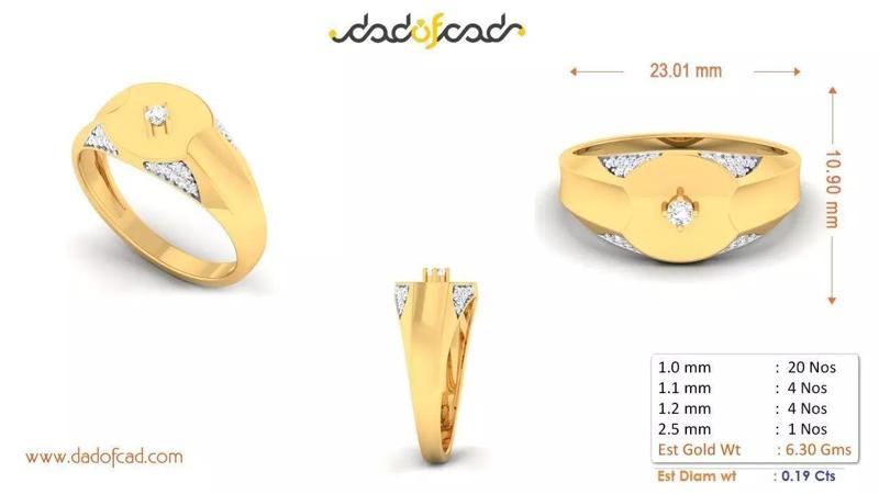 Gentleman Temperament Plated Gold Silver Ring