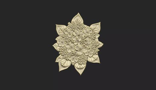 floral flower hydrangeas cluster leave carving detail