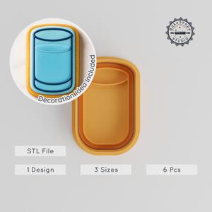 Glass Shape Cutter & Stamp, 3 Sizes, Cookie & Fondant Tool Set, Drinkware Design