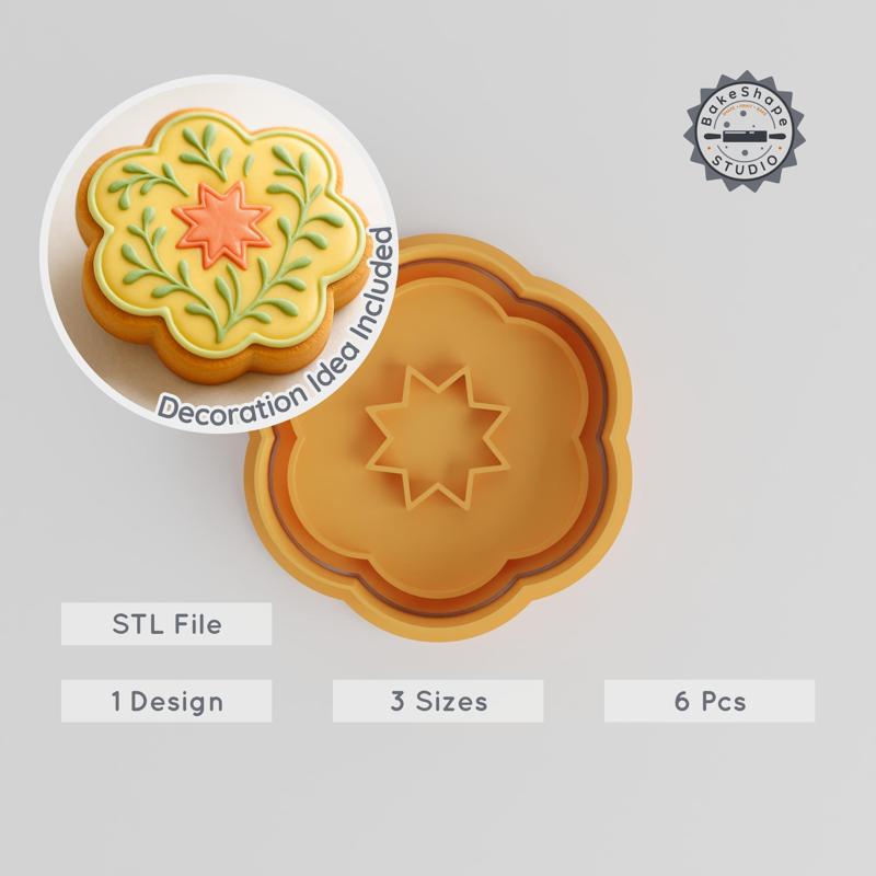 Flower Shape Cutter & Stamp, Cookie & Fondant Tools, Floral, Blossom, Botanical, 3 Size Set
