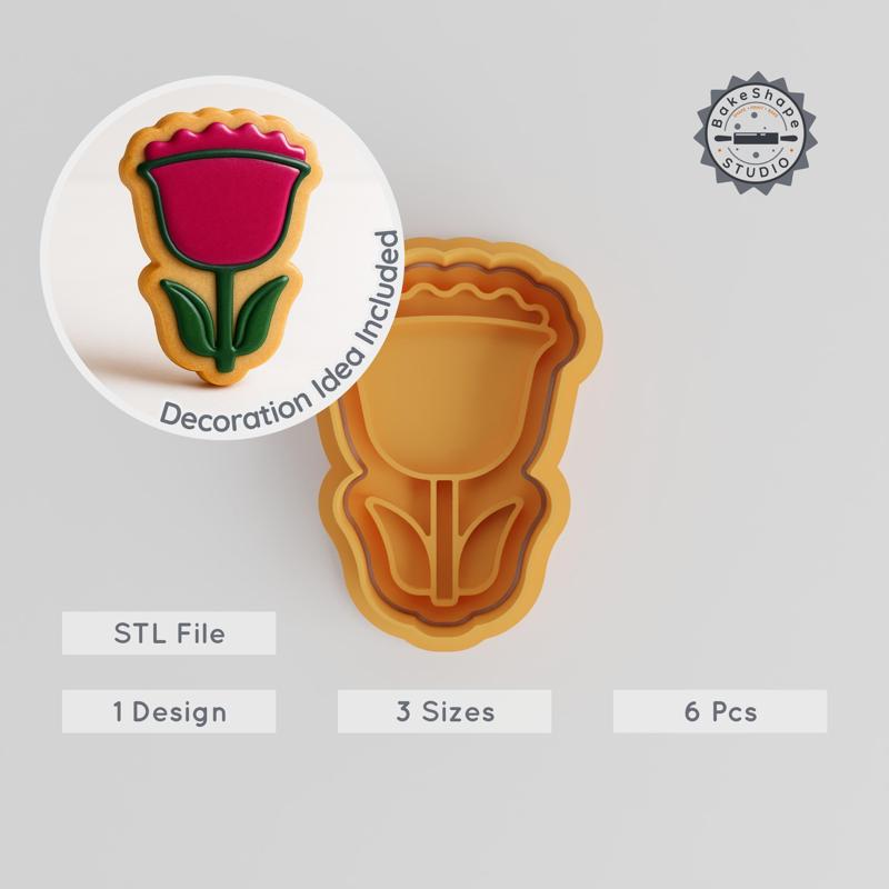 Thistle Shape Cutter & Stamp Set, Flower Blossom, Cookie & Fondant Tool, 3 Sizes - S/M/L, 6 Pieces, Garden & Baking Decoration