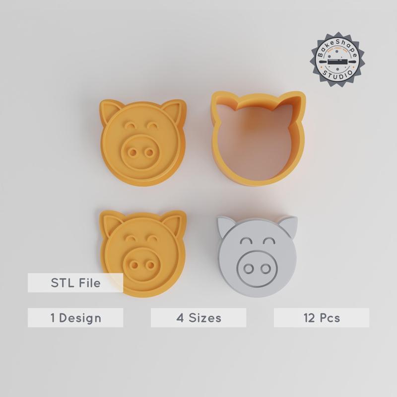 Pig Bath Bomb Mold Set, Farm Animal Design, 12-Piece Collection, XS to L Sizes, Perfect for Agriculture & Barnyard Themes