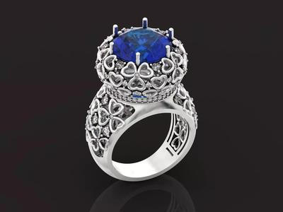 flower shamrock ring with a round diamond 1270