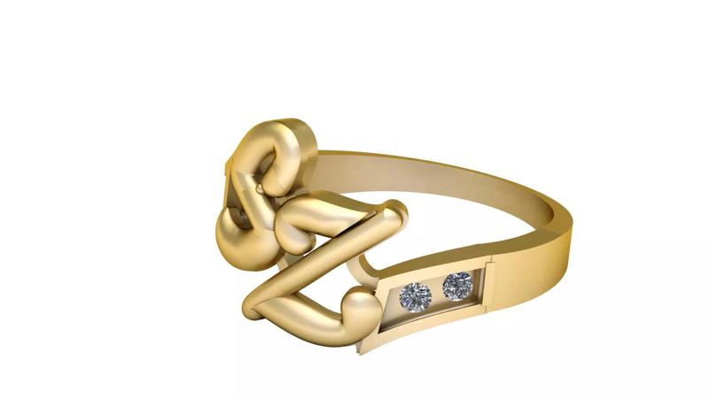 ALPHABET S Z DIAMOND RING 3DPRINTABLE MODEL