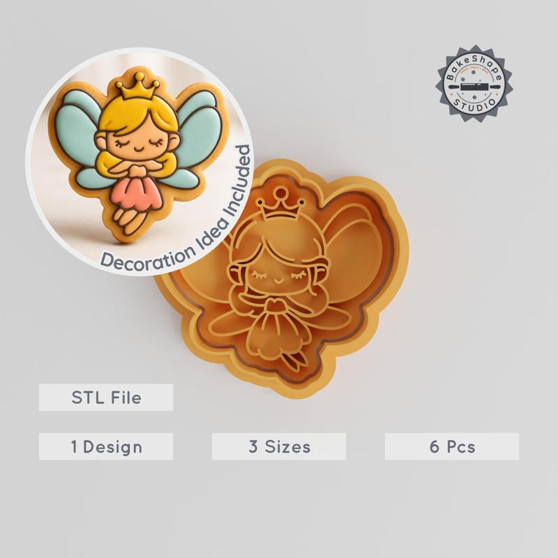 Fairy Shape Cutter & Stamp Set, Perfect for Cookies & Fondant, Fantasy Creature Design, Trio Size S/M/L, Magic Wings, Fantasy Spirit