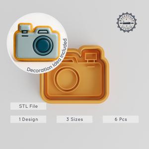 Camera Cookie Cutters & Stamps, Travel-Themed Baking Tool Set, Cookie & Fondant Designs, 3 Sizes Available