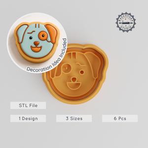 Observer Cookie & Fondant Cutter Stamp, Animal Dog Design, 3 Sizes S/M/L, 6-Piece 3D STL File Set
