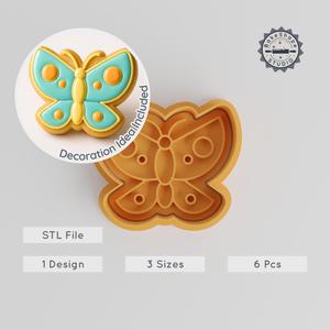 Butterfly Shape Cutter & Stamp Set, Perfect for Cookies & Fondant, Includes S/M/L Sizes, 6-Piece Insect Wings Collection