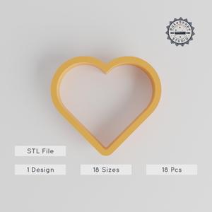 Heart Shape Cutter Set, 18 Sizes from 0.75" to 5", Perfect for Cookies, Fondant & Clay, Romantic Love Geometry Design