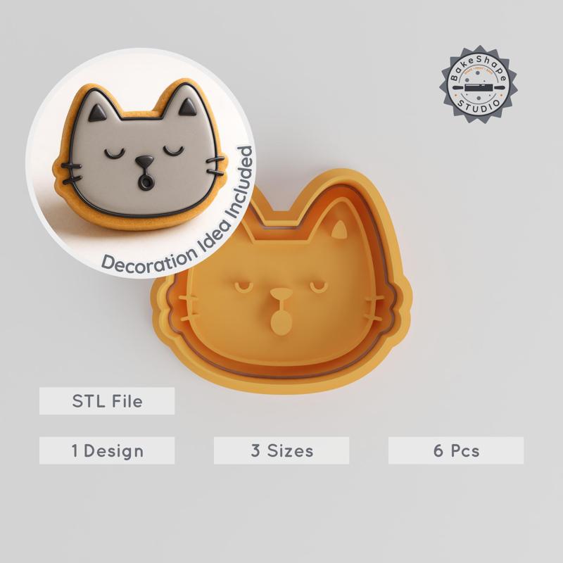 Sleeping Shape Cutter & Stamp Set, Perfect for Cookies & Fondant, 3 Sizes, 6 Pieces