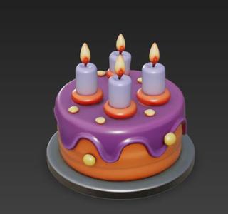 birthday cake with purple candles
