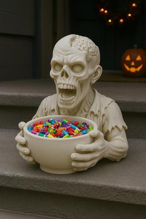 Zombie Candy Bowl – Halloween Decor & Trick-or-Treat Holder