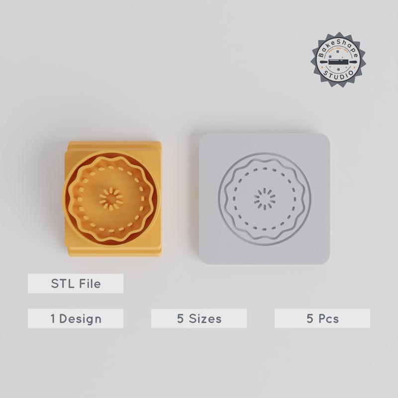Pie Stamp Tile Set for Clay & Cookies, 5 Sizes, Dessert Designs for Fondant & Soft Materials