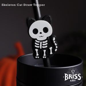 Halloween Skeleton Cat Straw Straw Topper : STL for 3D Printing