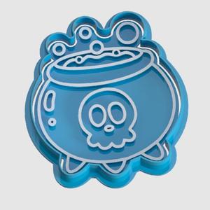 cookie cutter and marker, cauldron