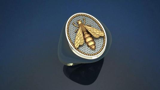 Bee Signet Solid Ring 3d print model