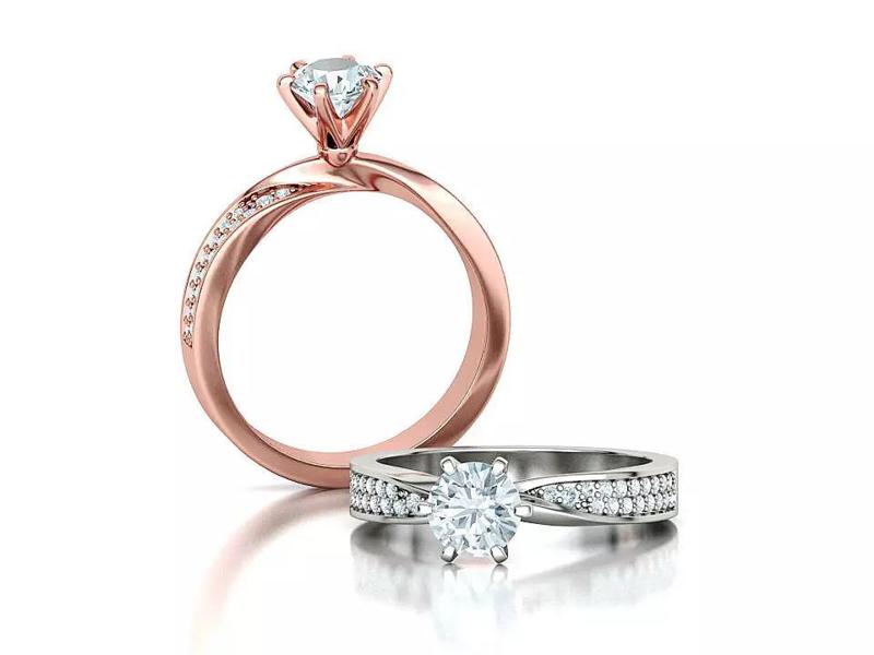 Bespoke Engagement Ring 6mm diamond Twisted Shank 3dmodel