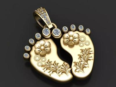 baby feet gold pendant 3d printable model