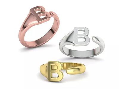 B Letter Ring Initial letter Ring Open ring Personalized ring