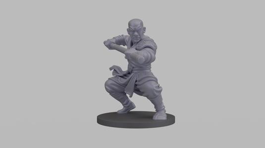 Shaolin Monk Fighter Miniature - 3D Printable Tabletop RPG Figure STL