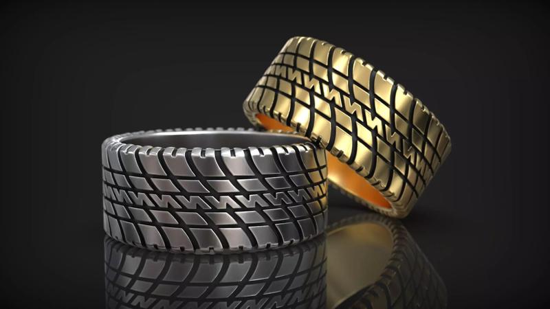 Auto Tire Tread Band Racing Wedding Ring