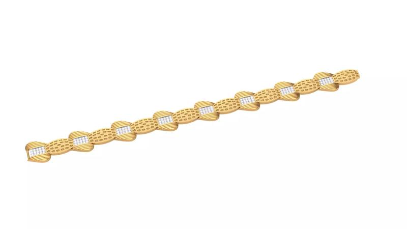 3D Printable Jewelry design of Bracelet with diamonds