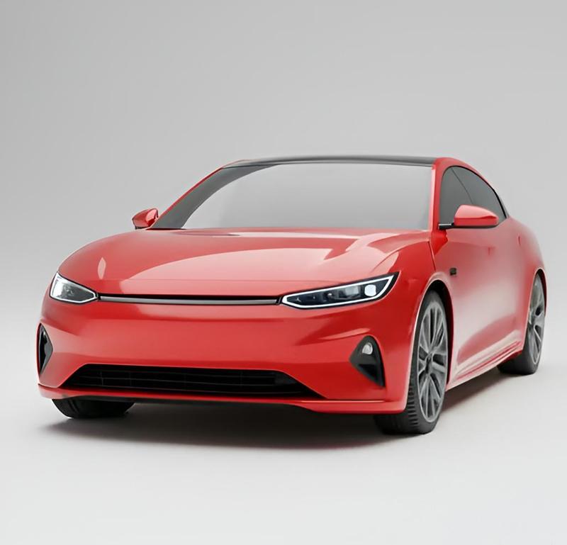 Red Electric Sedan