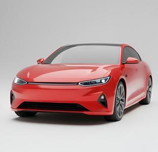 Red Electric Sedan