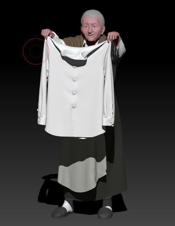 Old woman hanging out the clothes