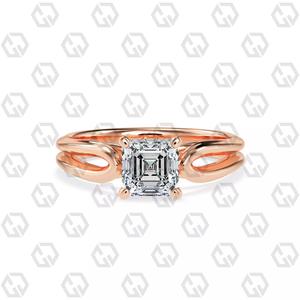 Ring 221 Asscher shape split shank solitaire ring with Gems
