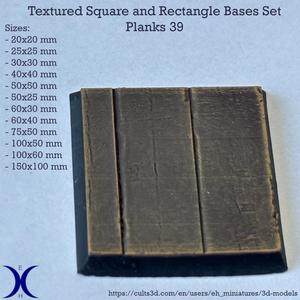 Square and Rectangle Bases Set –  Planks 39  Texture (20–150mm) | Perfect for Tabletop Wargames & RPG's