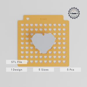 Heart Sprinkle Stencil Pack, 5 Sizes, Compatible with Sprinkles, Sugar & Cocoa, Love & Romance Design, Heart Shape 3D Print
