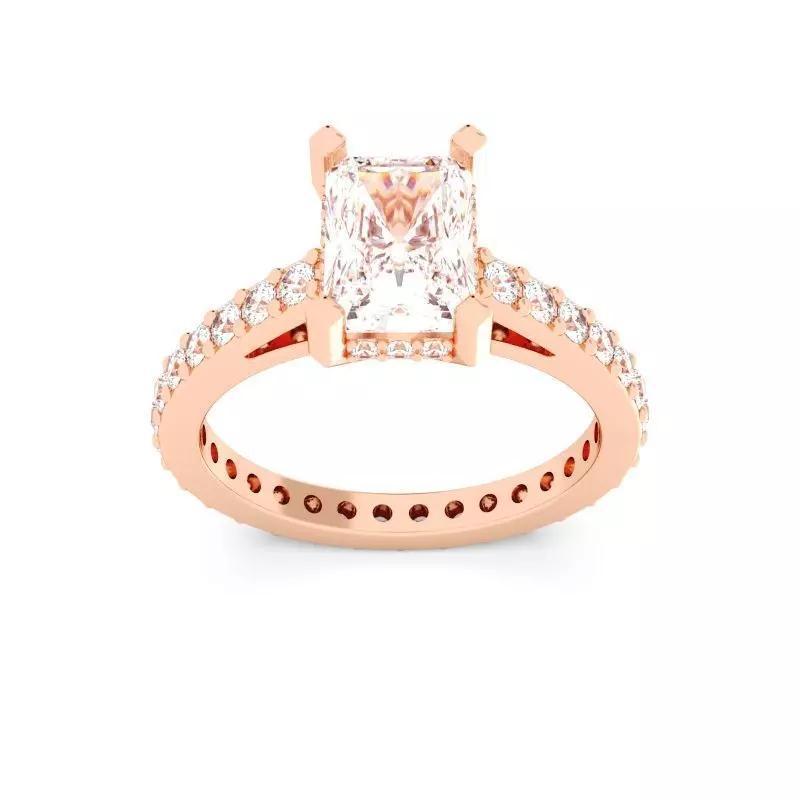 Radiant Cut Hidden Halo Engagement Ring