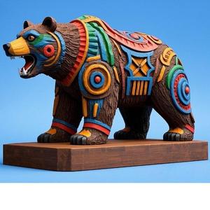 2278 Color 3D Model of a Totem-Style Bear , pug, dachshund, poodle, cat, dog, monkey, elephant, beagle, armadillo, lion, fox, faun, pomeranian, troll, platypus, majestic, totem, fantasy, crocodile