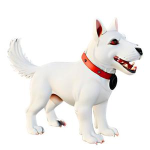 White Dog Figurine with Red Collar and Tag