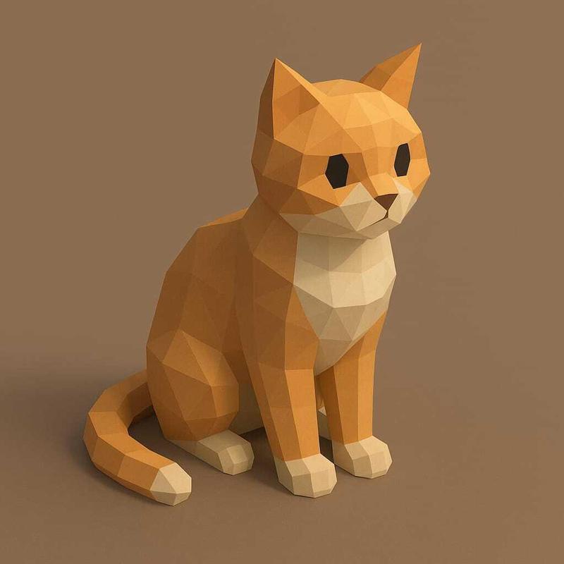 Low Poly Cat 3D Model – STL File for 3D Printing