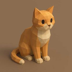 Low Poly Cat 3D Model – STL File for 3D Printing