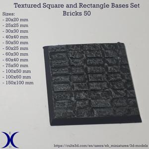 Square and Rectangle Bases Set – Bricks 50 Texture (20–150mm) | Perfect for Tabletop Wargames & RPG's