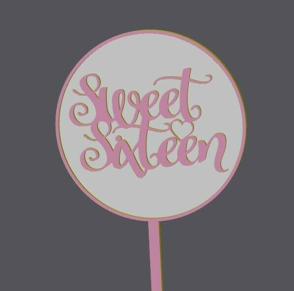 Cake Topper - Sweet 16 - heart