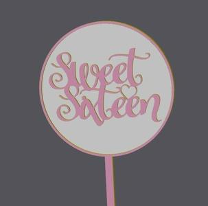 Cake Topper - Sweet 16 - heart