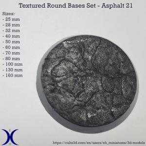 Round Bases Set – Asphalt 21 Texture (25–160mm) | Perfect for Tabletop Wargames & RPG's