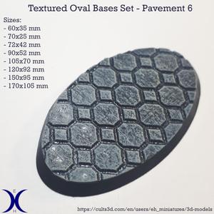 Oval Bases Set – Pavement 6 Texture (60–170MM) | Perfect For Tabletop Wargames & RPG's