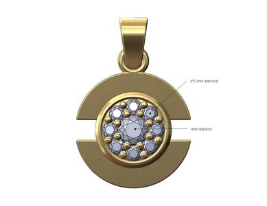 Round diamond cluster split pendant with bail 3D print model