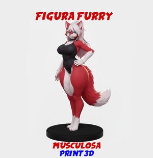 SCULPTURE FURRY GIRL MUSCLED 3D