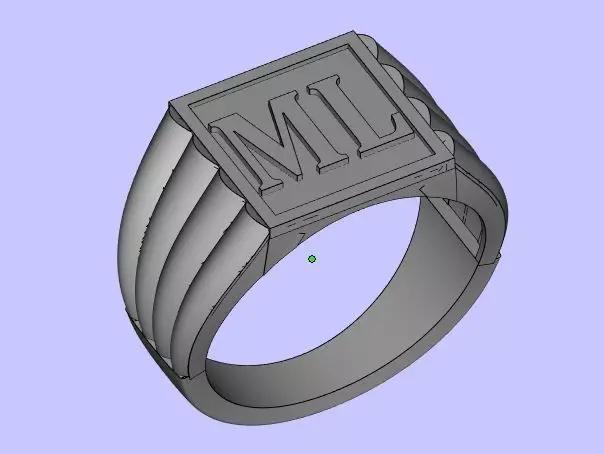 letter M L ring stl file