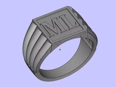 letter M L ring stl file